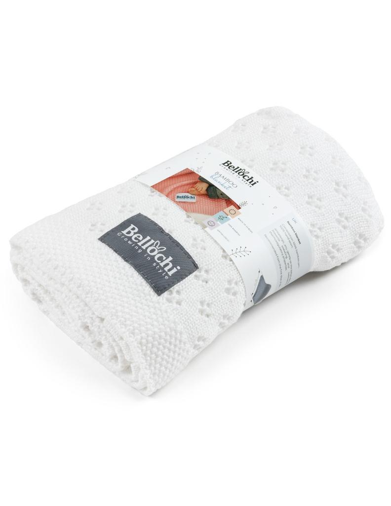 Bellochi bamboo blanket openwork bianchi, 100x80 cm, snow white