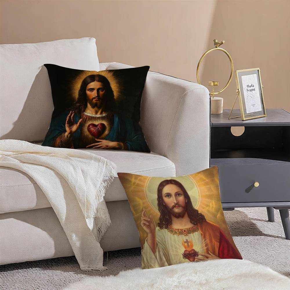 S-Sacred Aesthetic Art Pillow Case Plush Linen Soft Double Sided Printed Design Throw Cushion Decorative Home