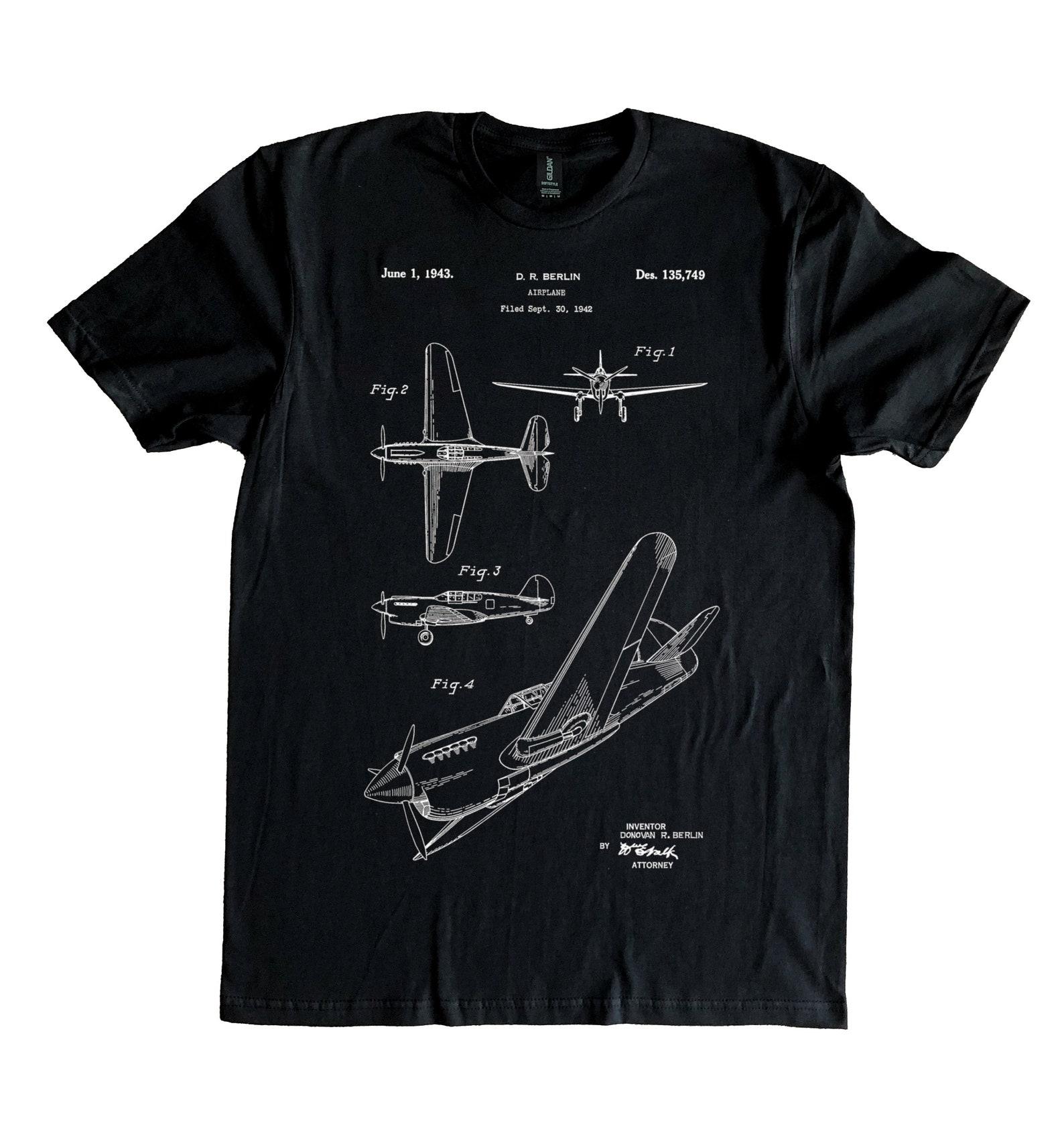 Airplane Patent 1942 Curtiss Aircraft 100% Cotton T-Shirt S-XXXL S