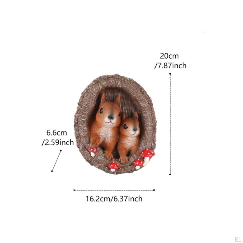 Squirrels In Tree Hollow Statue WeatherResistant Squirrel Peeker HandPainted Resin
