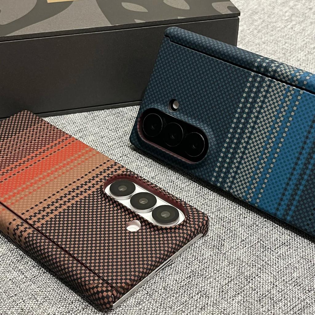 Business 600D Carbon High-end Aramid Fiber Texture Phone Case for Samsung Galaxy Z Fold 8 Ultra 8 7 6 5 Hinge Protective Anti-drop Back Cover