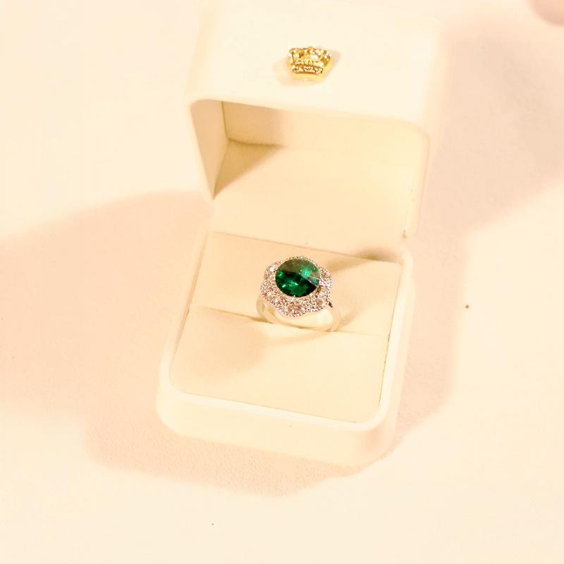 Emerald Flower Jewelry Set: Necklace, Earrings, and Ring In Stock