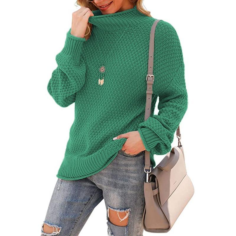 Women S Plus Size High Neck Long Sleeve Loose Knit Pullover Sweater