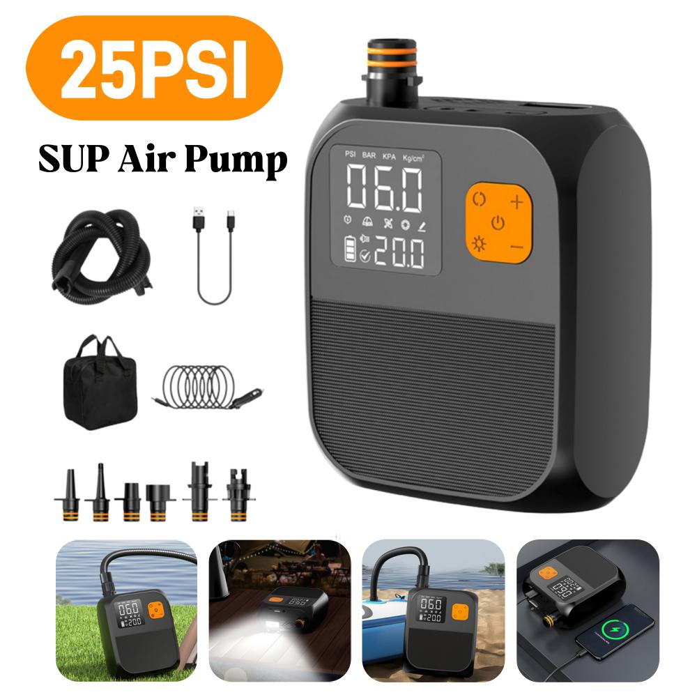SUP Boat Accessories High Pressure 25PSI Portable Air Compressor Stand Up Paddle SUP Pump Electric Air Pump for Kayak Kite Wings