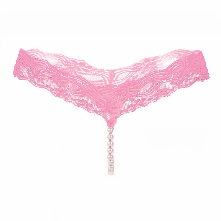 Sexy String Lace Underwear Women Back Bow Panties Women G String T-back Thong Transparent Lingerie Cute with Pearls Panties New