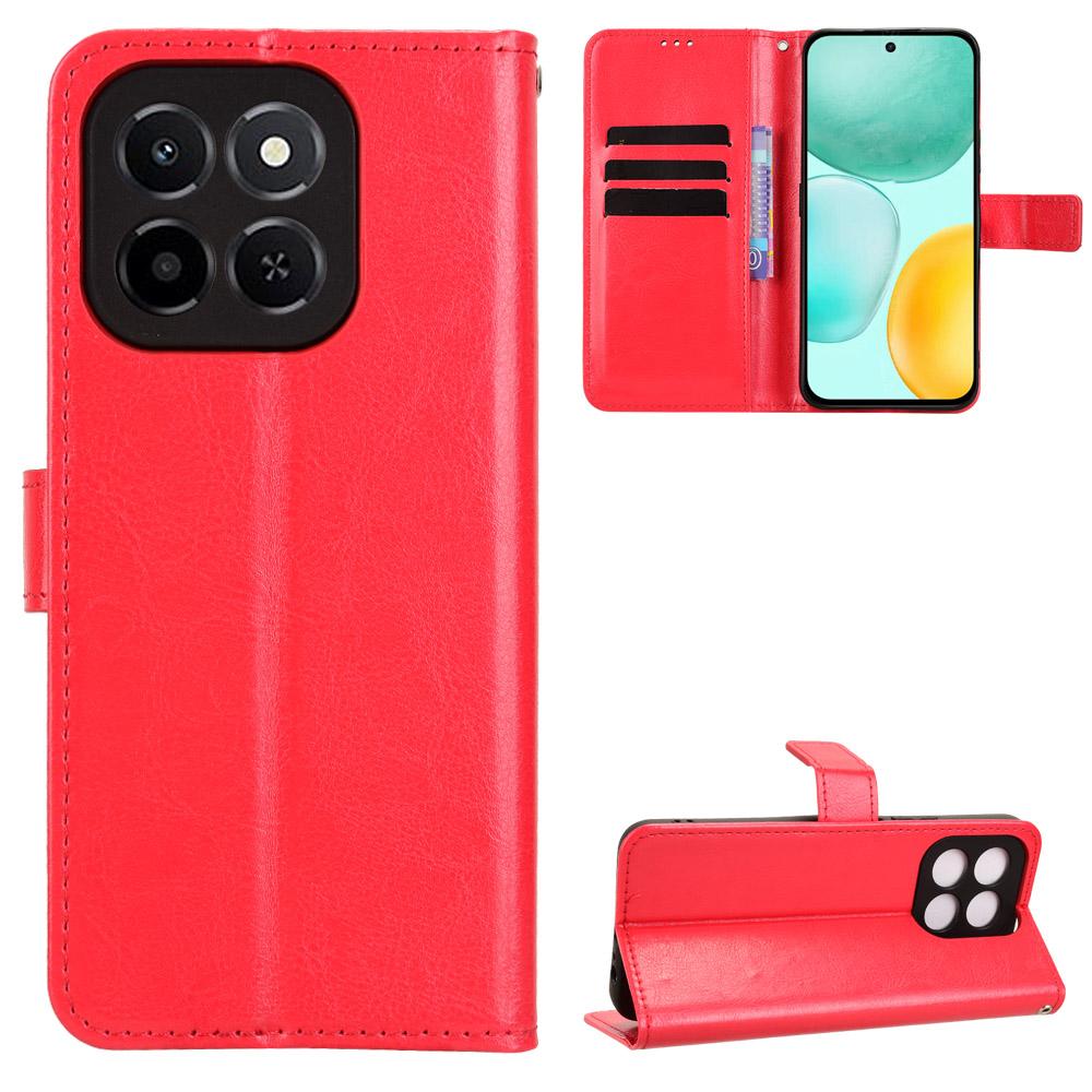 For Honor X6c 4G PU Leather Case with Strap Crazy Horse Texture Phone Wallet Cover