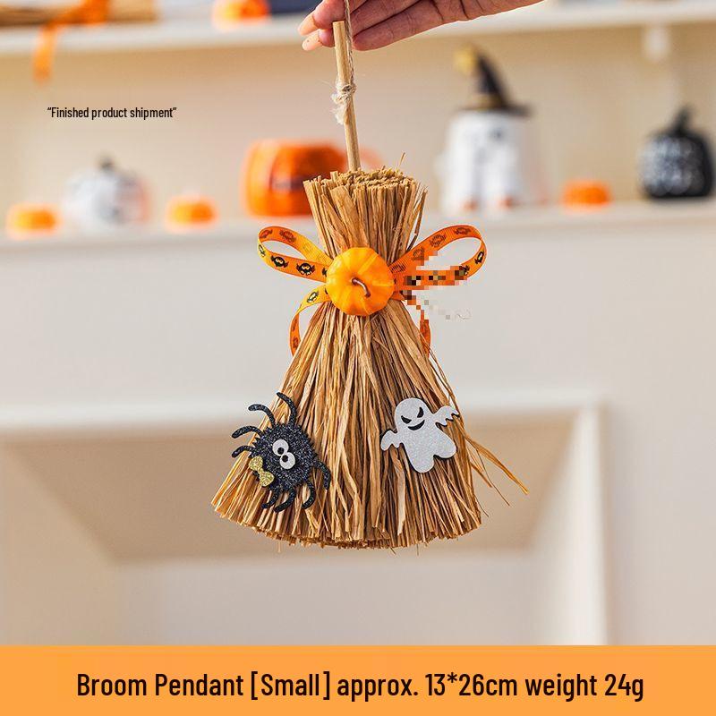 Halloween Broom & Ghost DIY Scene Decor: Pumpkin Pendant for Party, Bar, or Kindergarten