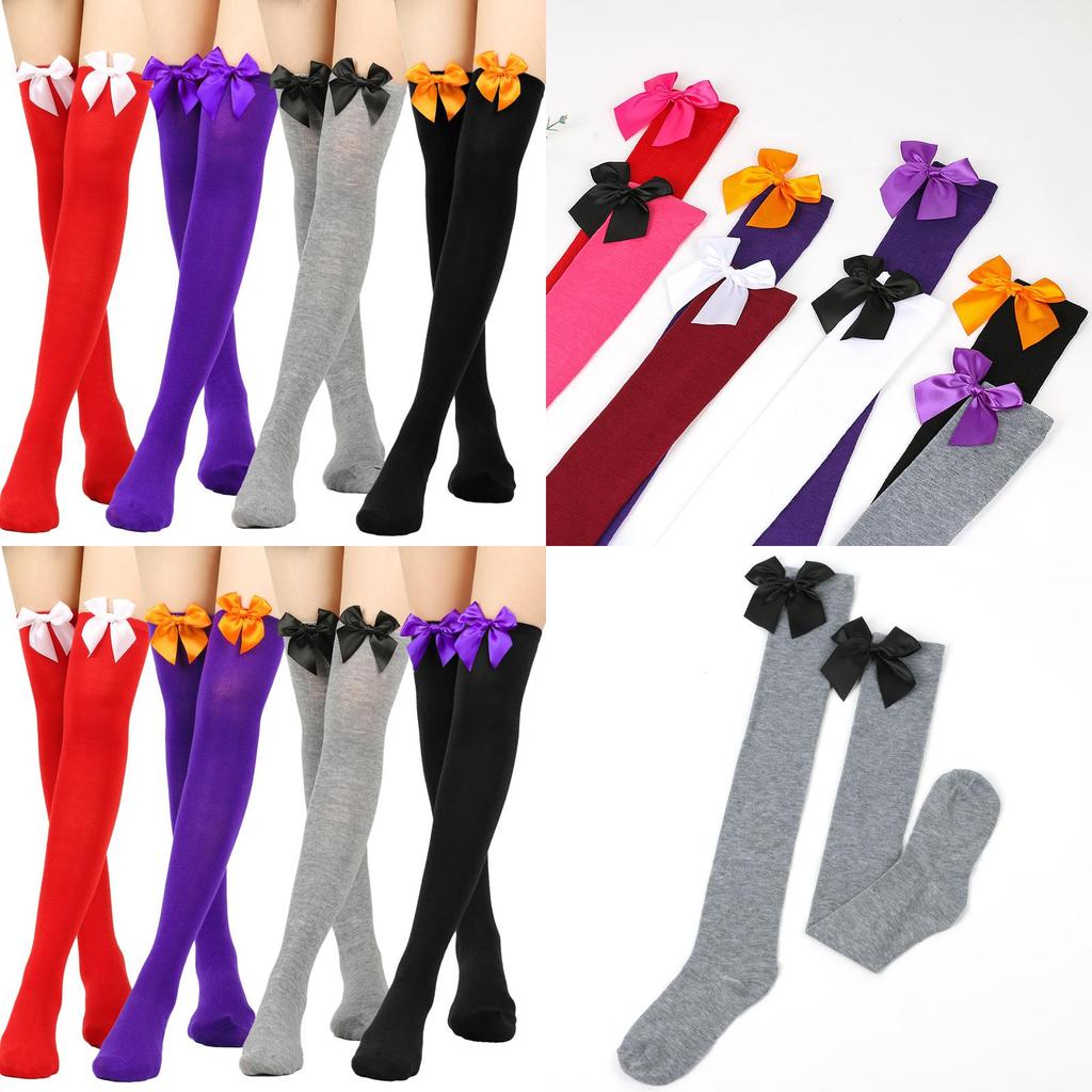 Japanese Style Over-the-knee Bow Socks Sexy High Tube Socks For College Fashion Friction-resistant Polyester Fiber