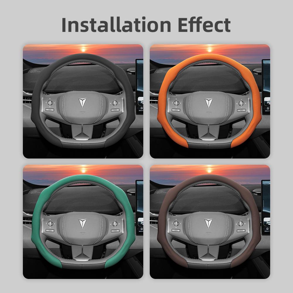 vcxja9 Suitable for Gwm Deepal Perforated Leather Steering Wheel Cover, Non-Slip, Sweat-Absorbent, Breathable, Integrated Snap-On Protective Case