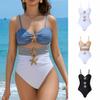 Women's Color One-Piece Swimsuit Dress, Feminine Tight-Fitting Openwork Design, Luxury Five-Star Swimwear