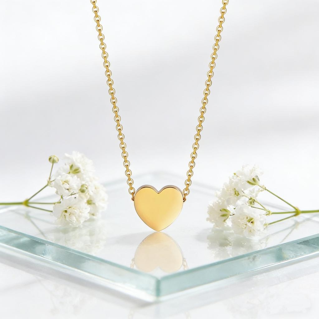 Fashion Peach Heart Pendant Necklace Round Heart Pendant Necklace Stainless Steel Simple Jewelry Women's Party Lover Gift