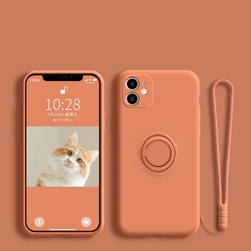 

Оригінальний рідкий силіконовий чохол-тримач для кільця для iPhone 15 14 13 12 11 Pro Max Mini Xs XR 7 8 Plus SE Кронштейн Магнітний ремінець For iPhone 7 8 помаранчевий