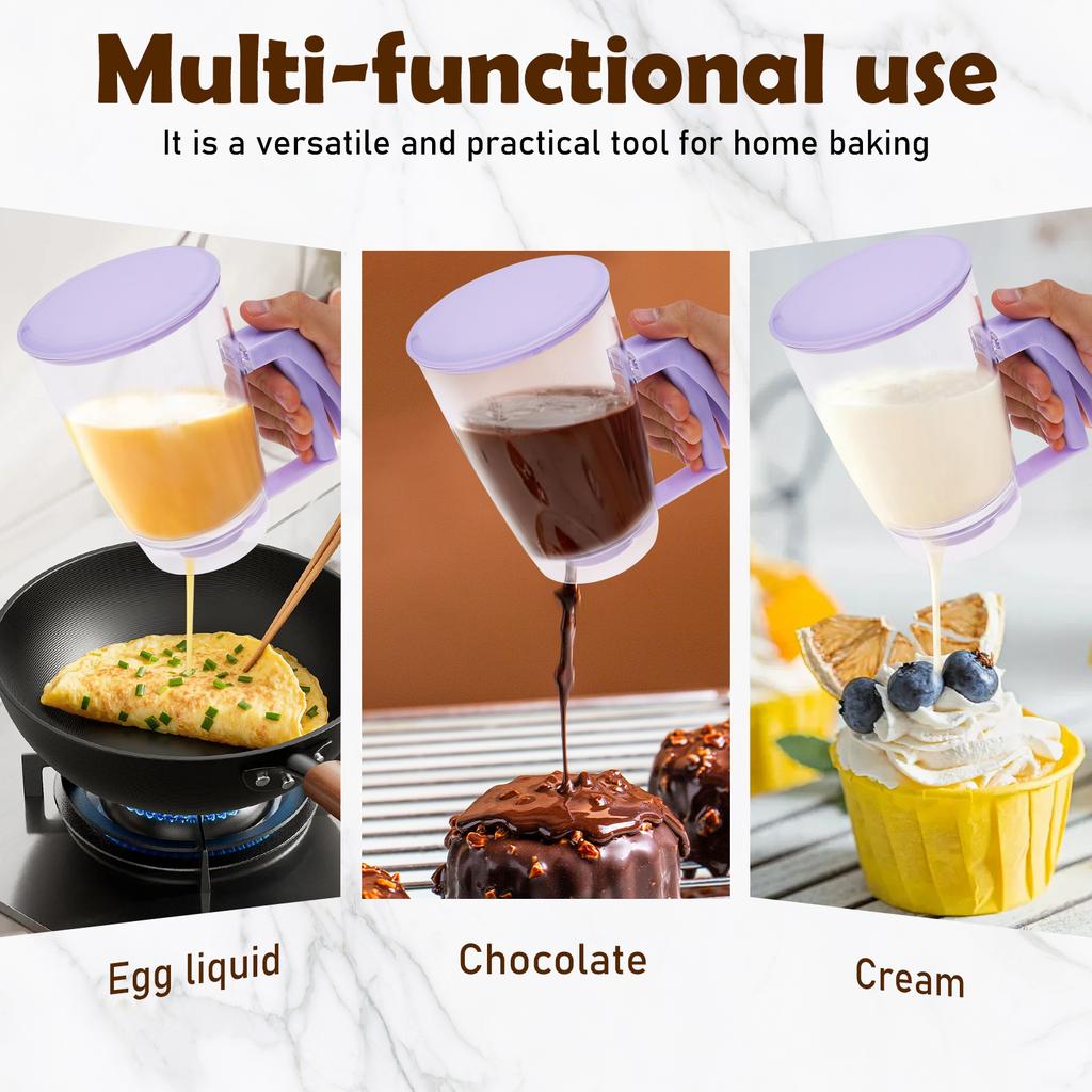 900/1000 ML Pancake Batter Dispenser Handheld Waffles Batter Separator Multi-purpose Baking Funnel for Pancake Crepes Cupcake