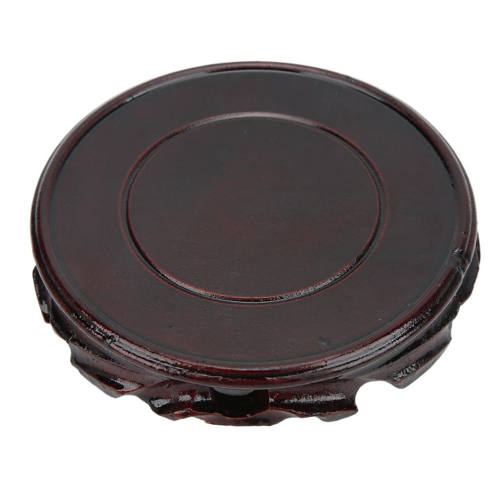 Round Wooden Base Multifunctional Retro Carving Elegant Wooden Display Stand for Home Decoration Gift