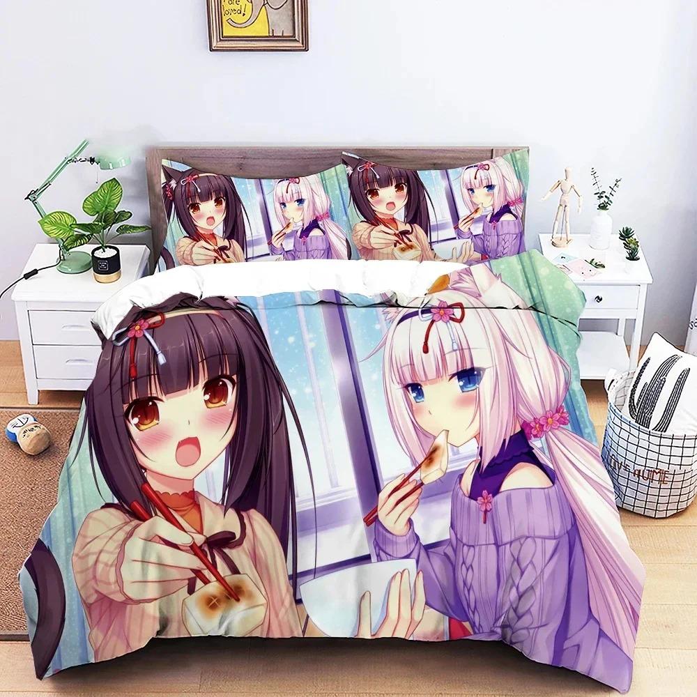Soft Cozy Twin Queen 3D Print Anime Nekopara Sexy Girl Boys Girls Size Bed Kids Adult Home Textiles Quilt
