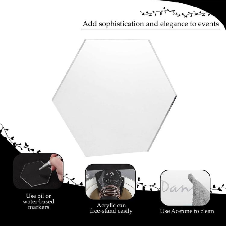 20/50Pcs Clear Acrylics Sheets 3Inch Hexagonal Sheets Hexagonal Acrylics Slices for Drawing Painting Handmade Craft