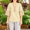 ZANZEA Women Casual V-Neck Loose 3/4 Sleeve Retro Blouse