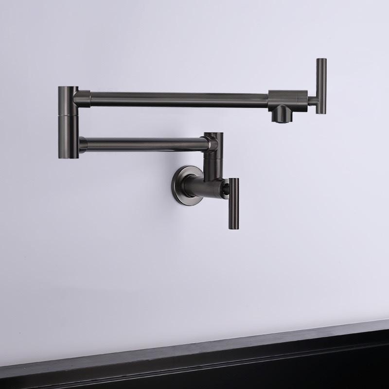 Foldable Kitchen Faucet Brushed Gold Pot Filler Tap Wall Mounted Single Cold Gray Tap Rotation Foldable Spout Sink Faucets