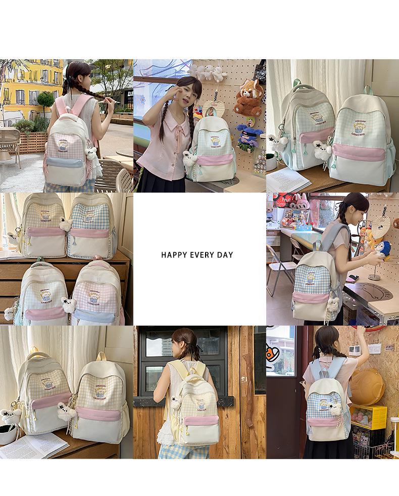 Extra Large Japanese Style Plaid Backpack for Middle & High School Students