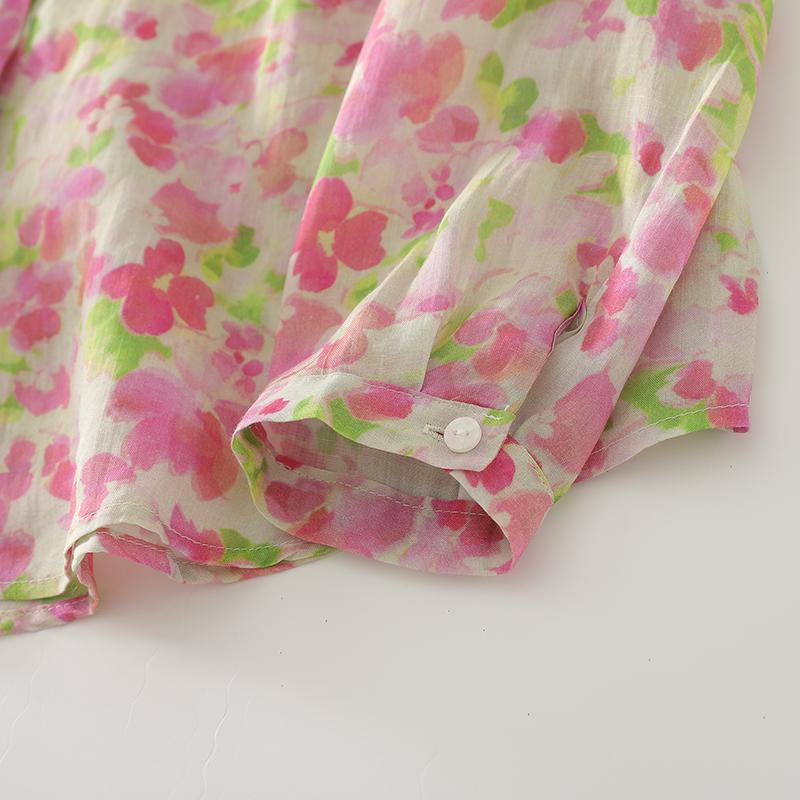 DIMANAF 2025 New Plus Size Women Print Floral Tops Shirts Tees Casual Loose Blouse Autumn Cotton Long Sleeve