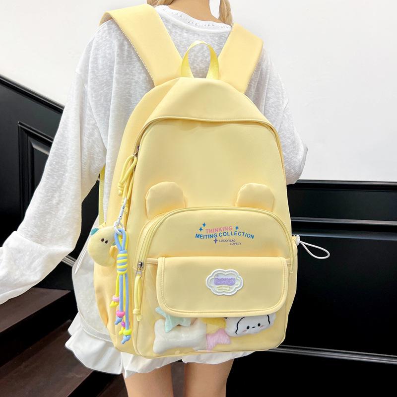 High-value ins wind school bag, junior high school girls, Japanese transparent pain bag, large-capacity backpack, student backpack.