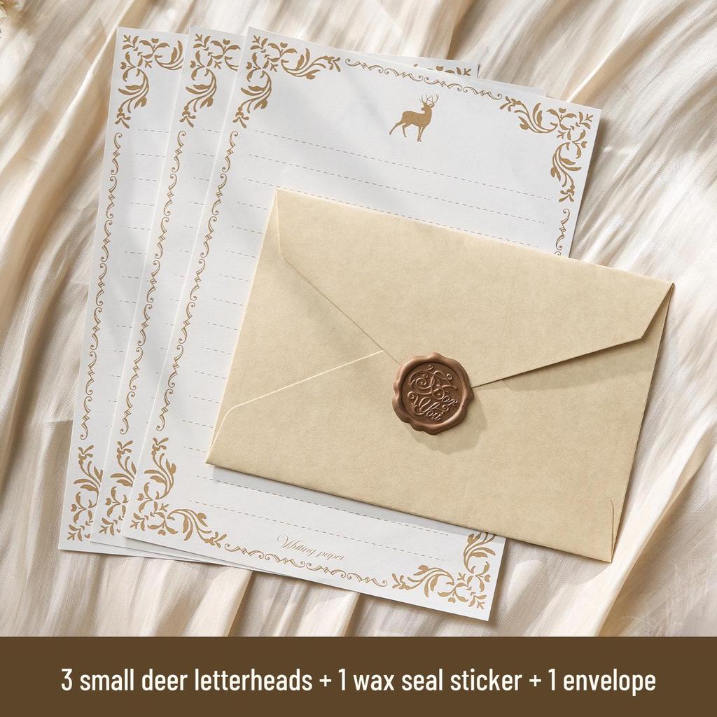 Romantic Retro Nostalgic Sheepskin Texture Stationery Set with Wax Seal Stamp for Artistic Love Letters and Invitations