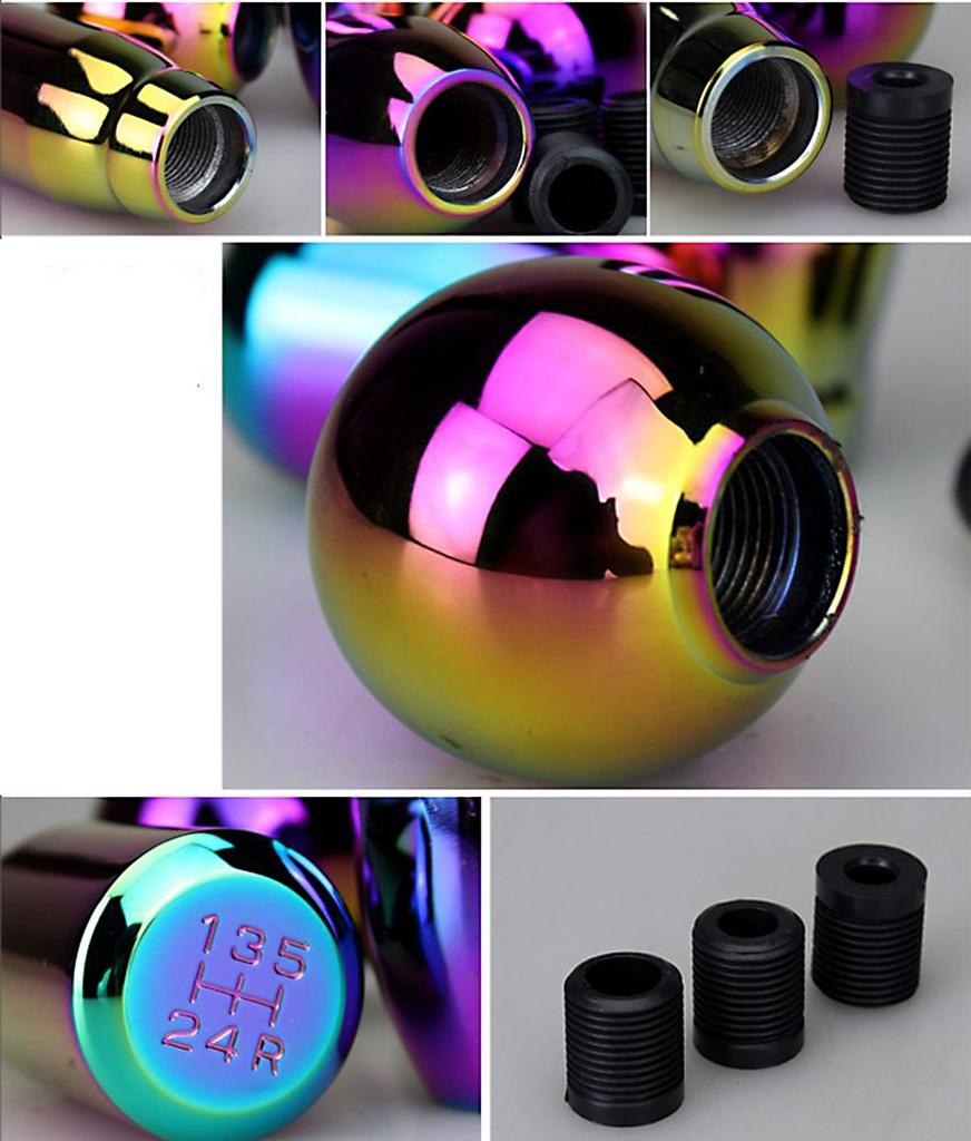 R-STYLE Aluminum Shaved Titanium Color Universal Shift Knob with Spider Mat Model (LONG Type)