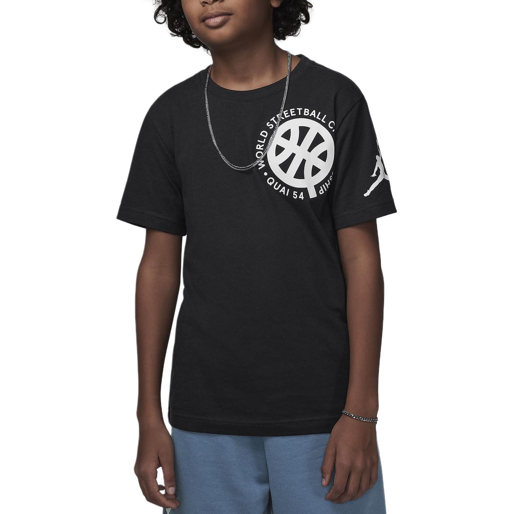 (GS) Air Jordan Quai 54 Graphic T-Shirt Off Noir Kids HM9288-045 L