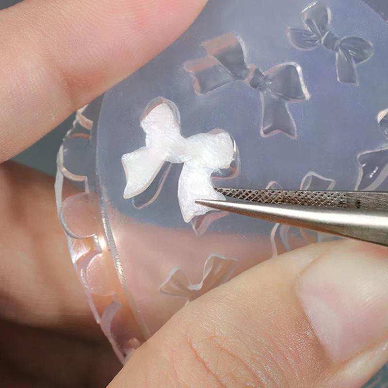 1Pc 3D Silicone Nail Mold - Heart Butterfly Bow Flower Shaped Template, DIY Nail Art Decorations Manicure Tool for UV Gel Polish