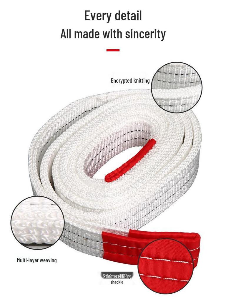 Przemysłowy Biały Płaski Pasowy Zawiesie Dźwigowe Holownicze, Zawiesie Do Podnoszenia o Udźwigu 2/3/5/10 Ton, Dostępne w Długościach 6/8 Metrów