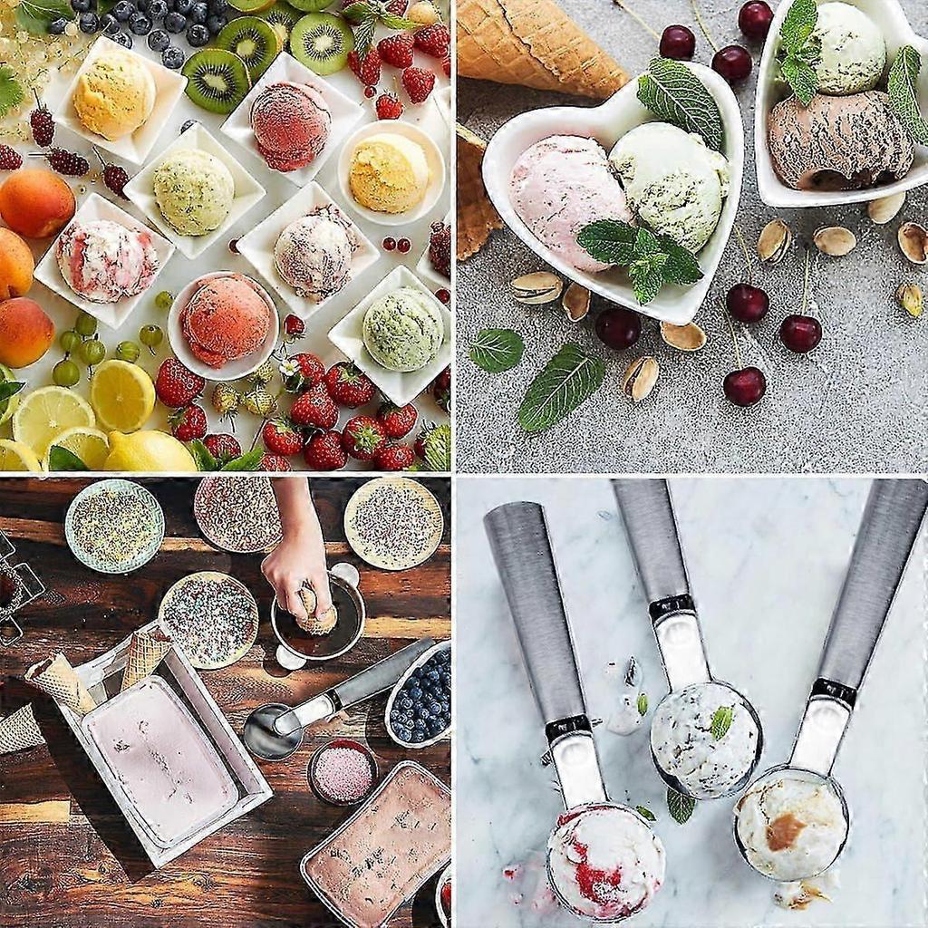 Premium Ice Cream Scoop, Stainless Steel with Trigger & Ergonomic Handle - One-Push Release