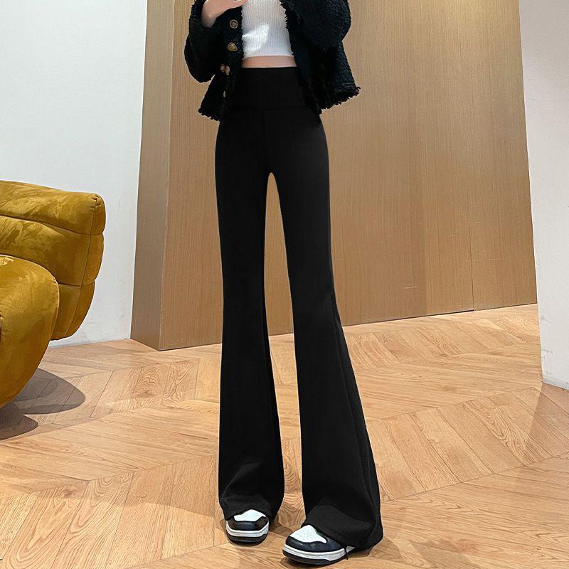 Black High Waist Bodycon Flare Leggings for Women - Spring & Autumn