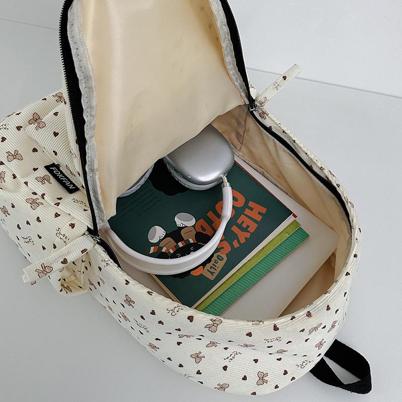 Schoolbag Floral Schoolbag Junior High School Girls College Students Autumn and Winter Backpack Women Travel Lightweight Solid Color New Niche 