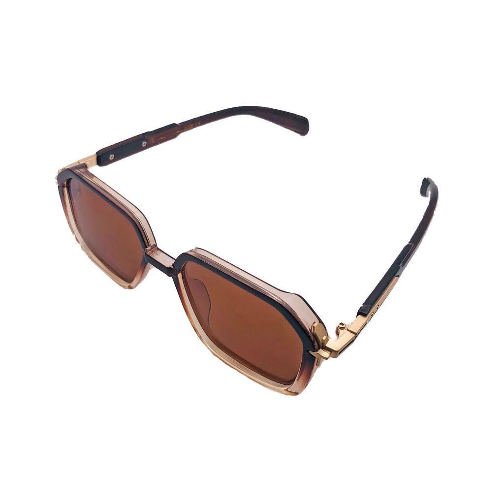 RSINC Unisex Designer-Sonnenbrille UV-Schutz Vintage Quadratisch Braun Gold KN-2307 B0DKC3S5CF