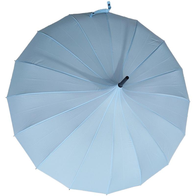 

Зонт-пагода однотонной серии с изогнутой ручкой, 16 костей, изысканный кожаный зонт с ручкой, длинный зонт 56cm*16k