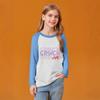 Kids' Fashionable Comfortable Christmas Print Neck Pullover Long Sleeve Top