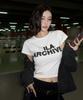 Gillaakaibeu Scratched Bold Logo Crop T-Shirts_White