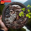 2D Flat 20*20cm1pc Zeus-Inspired Round Wooden Wall Art, Ornate Zeus Head & Floral Design, Ideal for Home, Office, Bar Decor or Wedding Gift.