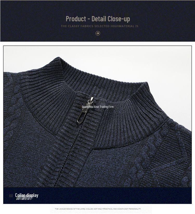 Men's High Neck Half-Zip Fleece Sweater – Trendy, Thick Knitwear for Autumn & Winter