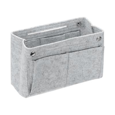 Uxcell Bag Organizer Insert, Portable Felt Bag Insert with Snap-on Multifunctional Compartments, Dome Shaper for Satchels, Totes, and Handbags