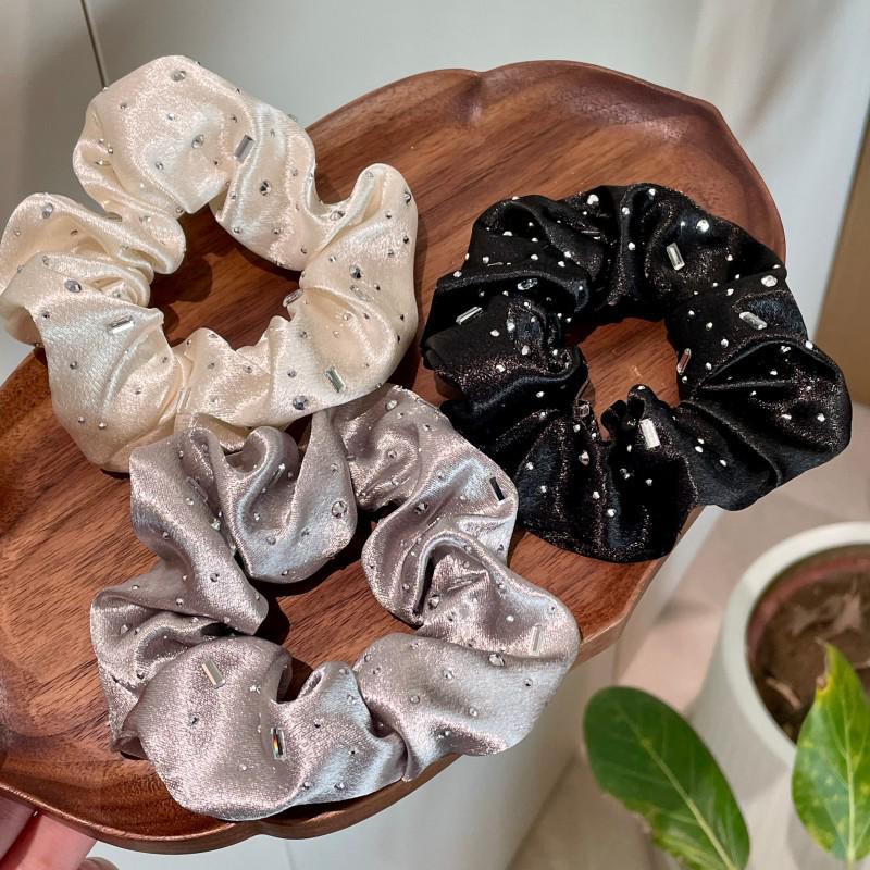 Luxurious Korean-Style Rhinestone Hair Tie with Imitation Silk Ribbon, Starry Headband, and Hair Bun Accessory
