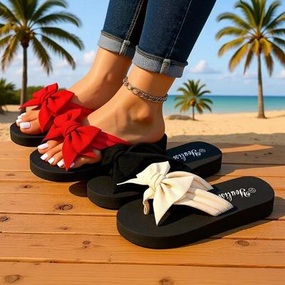 Women's Summer Casual Fashion Slippers with Elegant Bow Knot Design