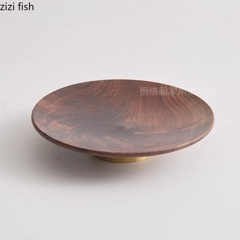 High Footed Fruit Plate Wooden Tea Tray Dried Fruit Snack Tray Dessert Plate Fruit Bowl Sushi Plates Cake Pan Dim Sum Dish