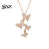 Elegant Butterfly Pendant Necklace Women Rhinestone Butterflies Anti-rust Clavicle Chain