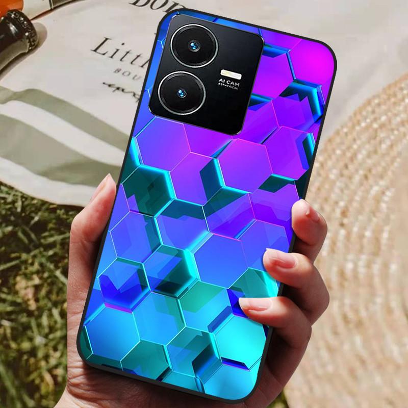 Für Vivo Y22 Hülle Weiches Silikon Stoßfeste Handyhülle für Vivo Y22 Y22s Y 22 s Hüllen Y 22 2022 Schwarzer Bumper Schutzhüllen