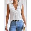 Women's Multi-Layered V-Neck Sleeveless Vest In Solid Color
