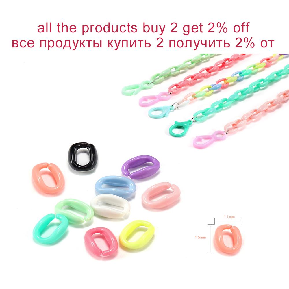 50 sztuk/partia 16*11mm kolorowe akrylowe ogniwo łańcucha naszyjnik dla naszyjnik DIY bransoletka Making plastikowe ogniwa łańcuszka tworzenia biżuterii