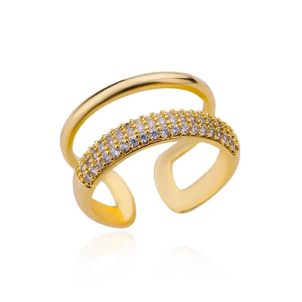 Zircon Rings For Women Open Stainless Steel Ring Trend Luxury Aesthetic Wedding Jewelry Freeshipping Items Anillos Mujer