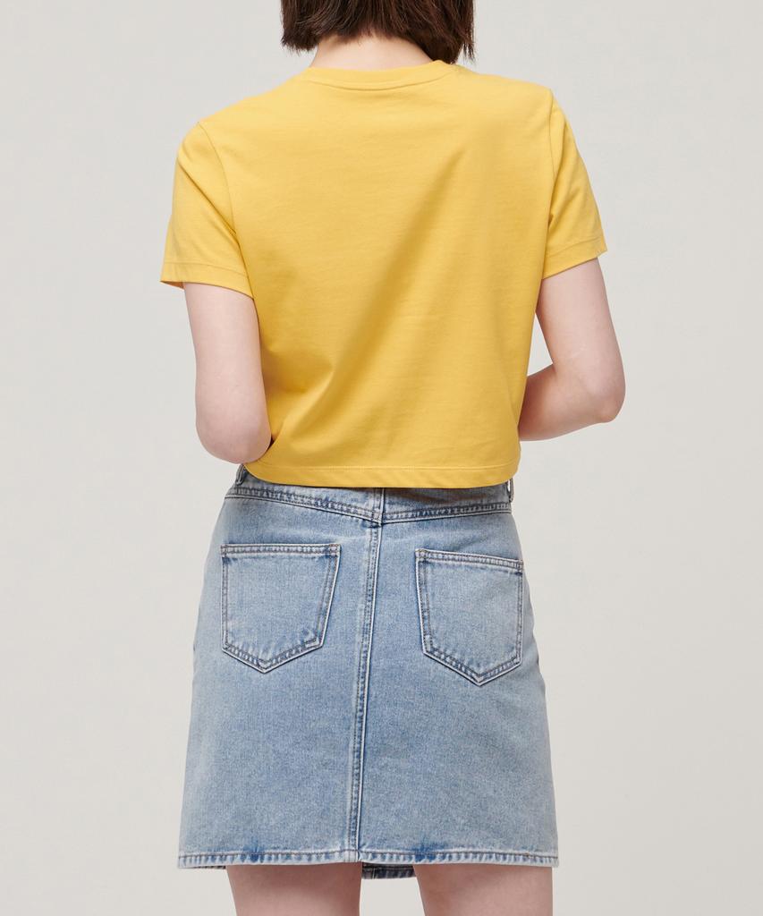 MUSINSA STANDARD WOMAN [Cooltandard] Women'S Crew Neck Crop T-Shirt [Mellow Yellow]