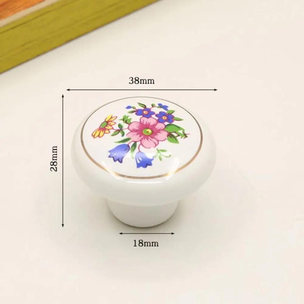 Retro Single Hole Ceramic Cabinet Knob Round European Style Door Pull Handles Vintage Drawer Knobs Kitchen